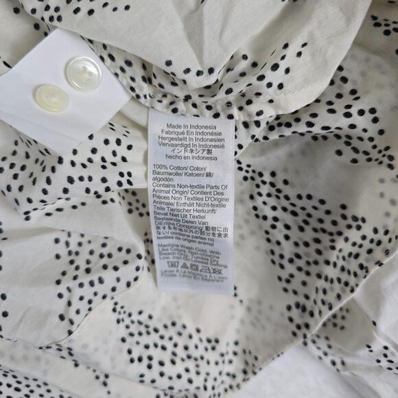 Madewell Shirred Balloon-Sleeve Top Women’s Large White Black Dot Cotton Boho - Picture 8 of 13